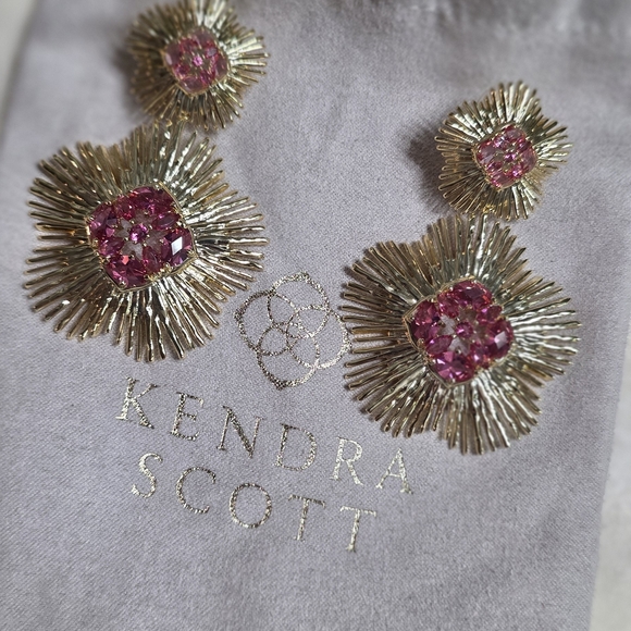 Kendra Scott Jewelry - Kendra Scott Gold Radiant Pink Crystal Drop Earrings